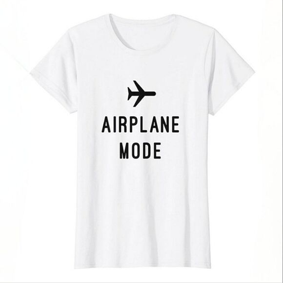 Airplane Mode Women's White Crewneck Short Sleeve Tee - Picture 1 of 8